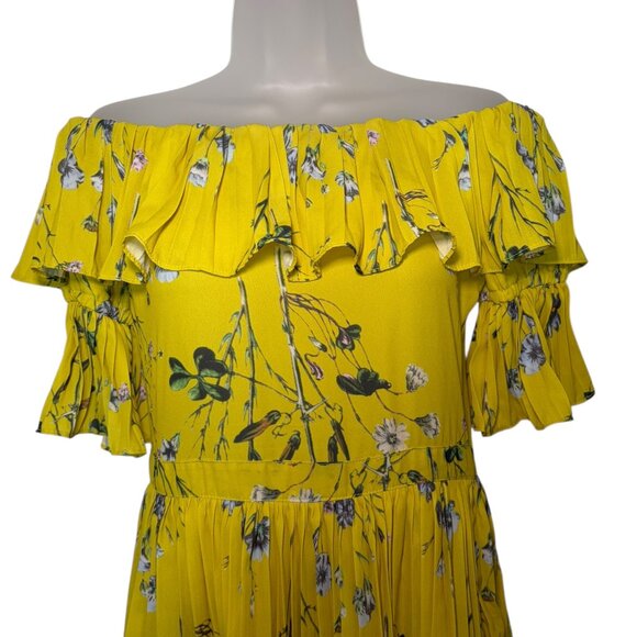 O.P.T. Yellow Floral Off Shoulder Tiered Ruffle Midi Dress XS NWT - Picture 4 of 6